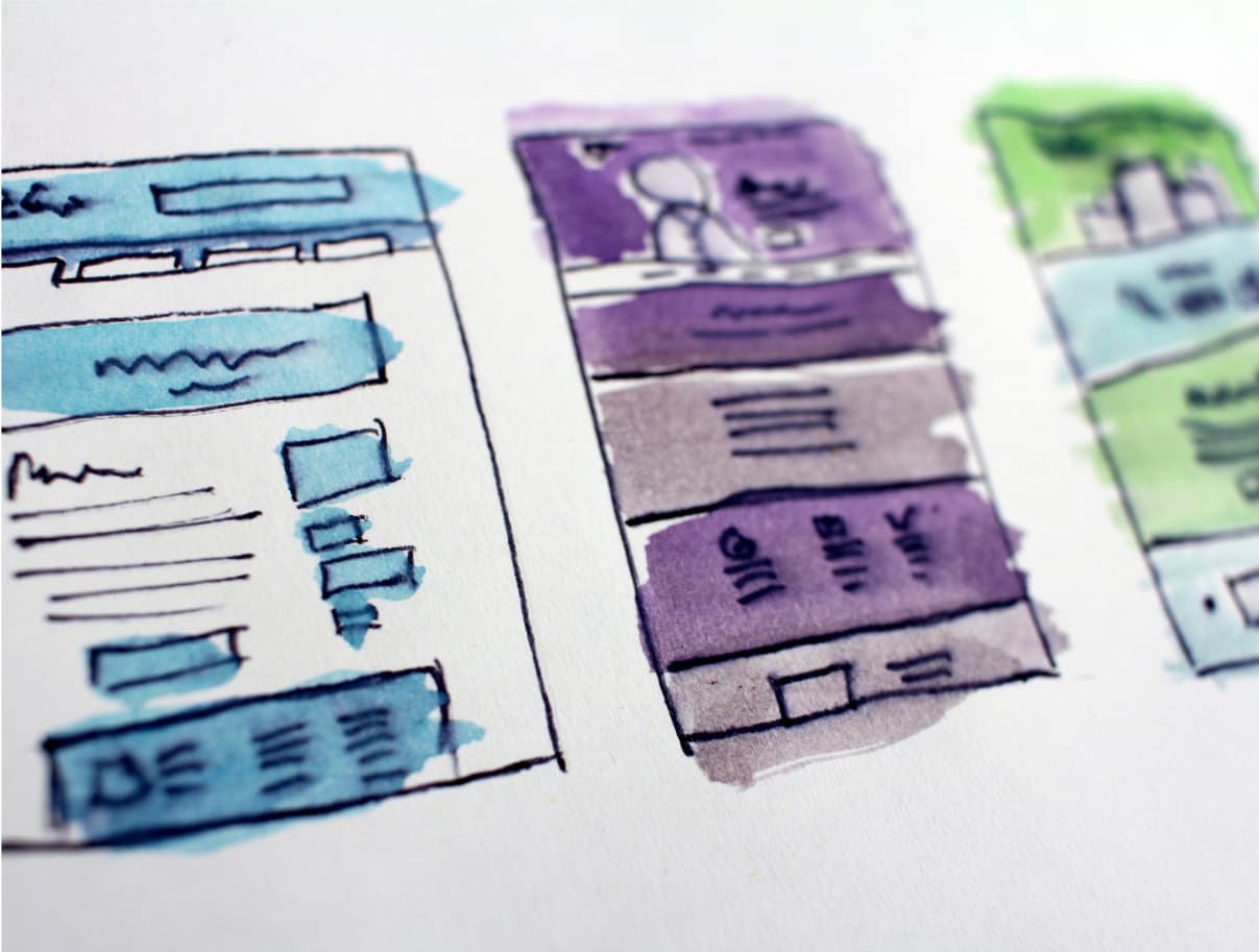 Web design layout sketches